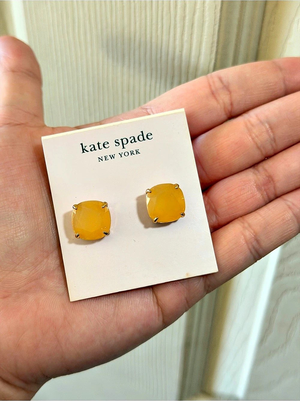 kate spade Yellow Cushion Stud Earrings, Yellow